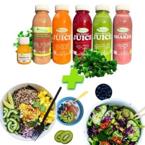 Juicekur Body Fit 5+2 dage med plantebaseret kostplan og ekstra ingefærshots